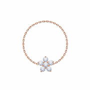 Ring Chain Fairy Flower 18K Gold And Diamonds