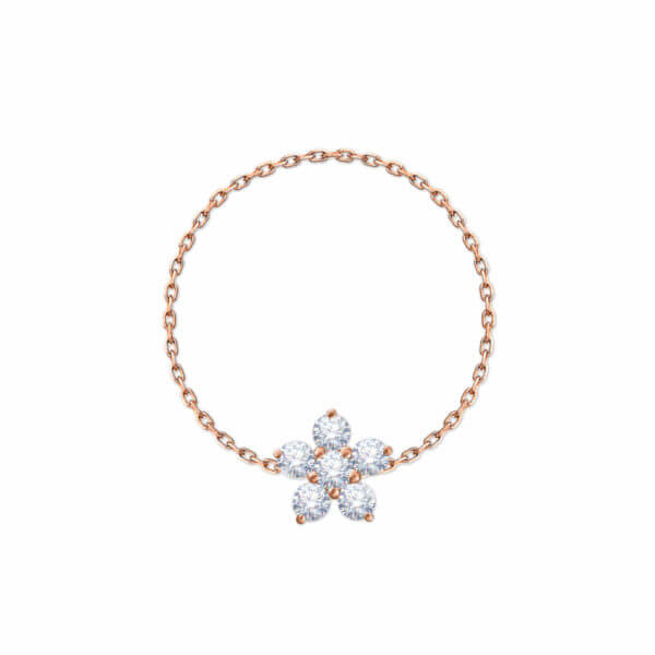 Ring Chain Fairy Flower 18K Gold And Diamonds