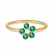 Ring Fairy Flower Precious Stones, 18K Gold And Diamond