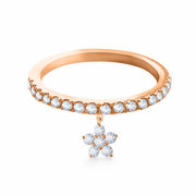 Ring Fairy Flower Hanging 18K Gold And Diamonds