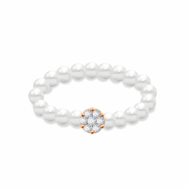 Ring Pearls Flower Diamond Cluster 18K Gold