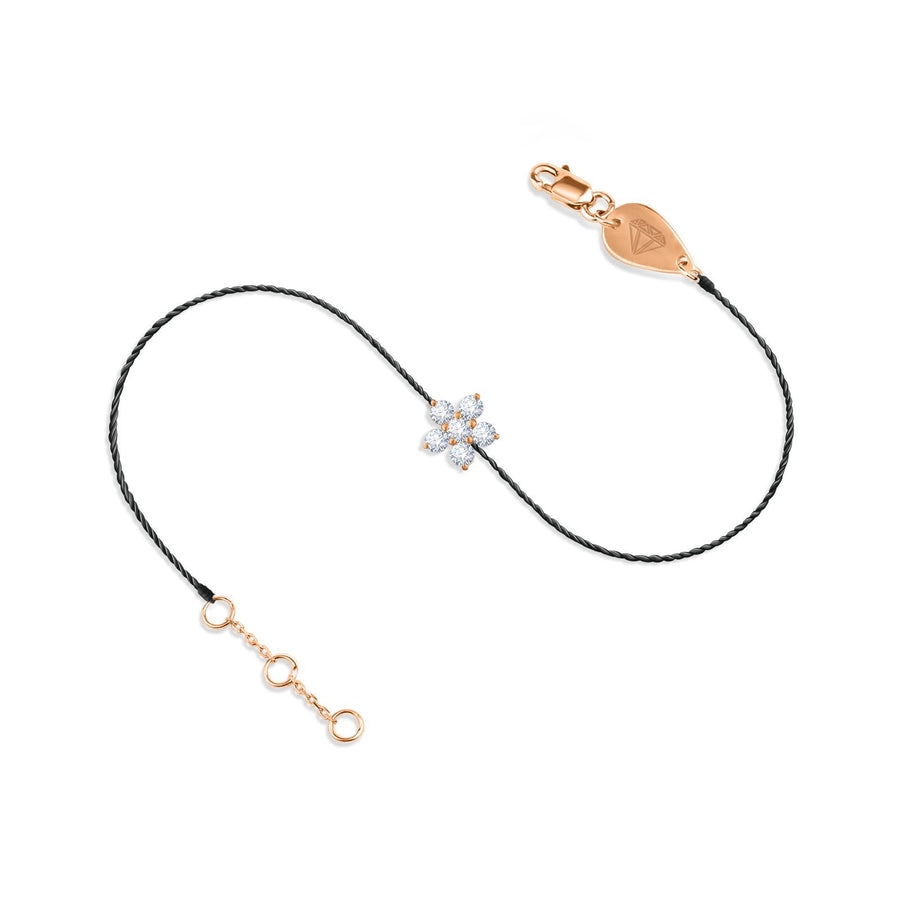 Anklet Fairy Flower 18K Gold And Diamonds On Thread