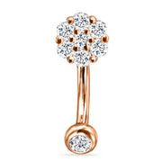 Belly Button Ring Flower Cluster, 18K Gold And Diamond