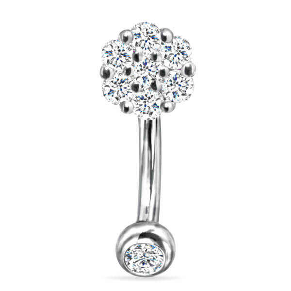 Belly Button Ring Flower Cluster, 18K Gold And Diamond