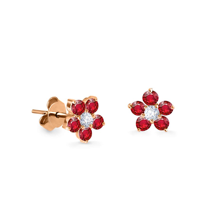 Earrings Fairy Flower Precious Stones 18K Gold And Diamonds – Ruby | Emerald | Sapphire