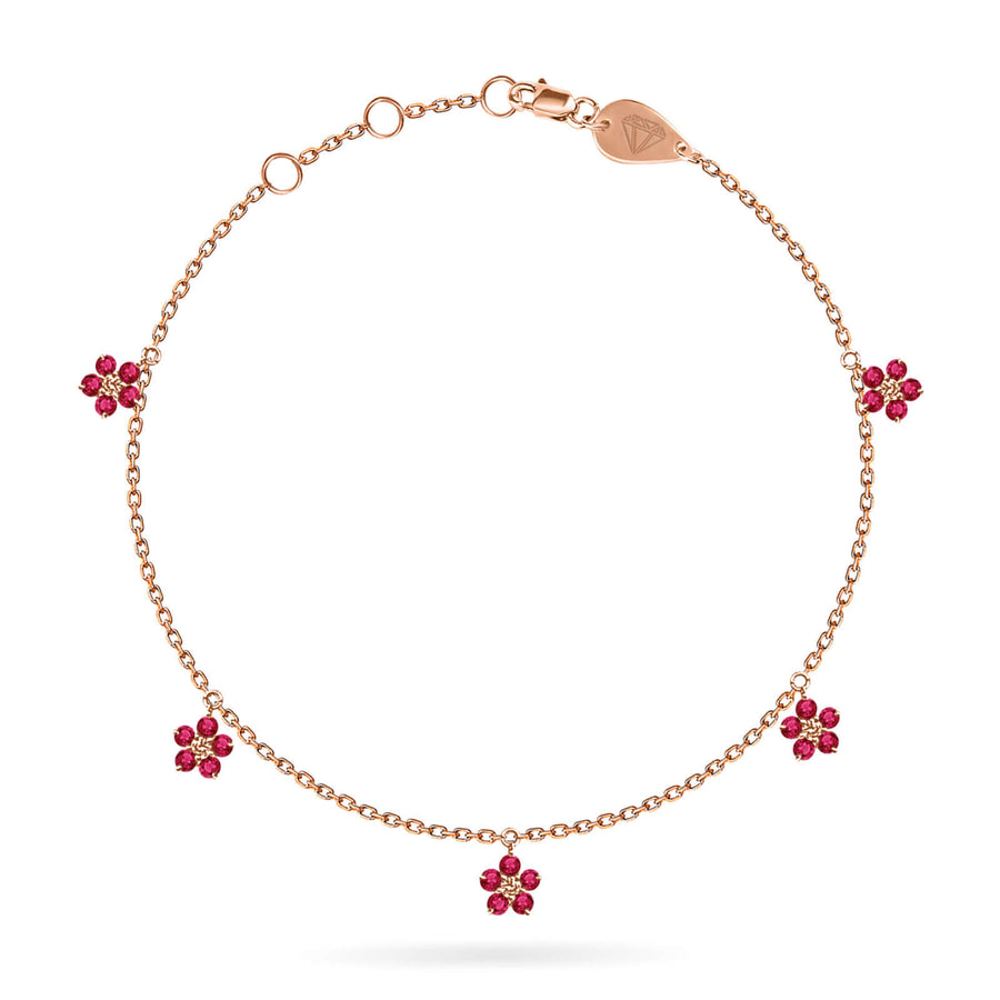 Bracelet Constellation Hanging Fairy Flower 18K Gold Precious Stones – Ruby | Emerald | Sapphire