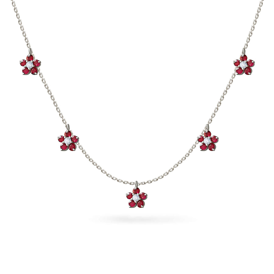 Necklace Constellation Fairy Flower 18K Gold Precious Stones – Ruby | Emerald | Sapphire