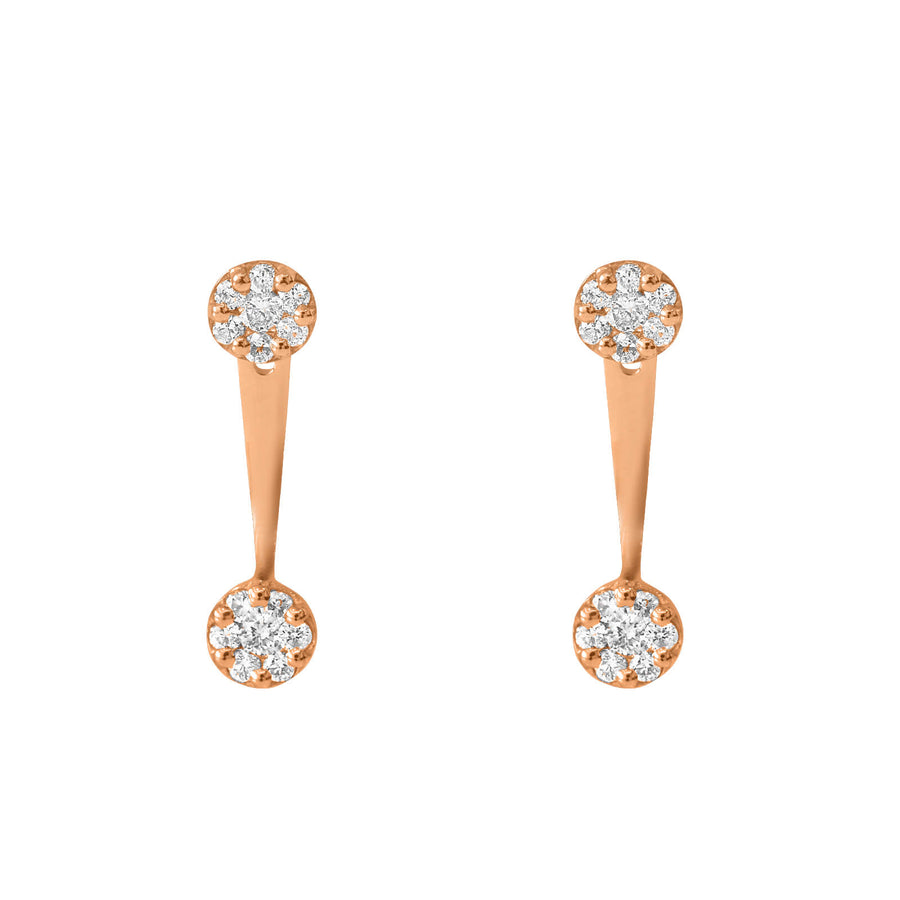 Earrings Flower Diamonds Cluster Double And 18K Gold
