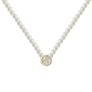 Necklace Full Pearls Flower Diamonds Cluster And 18K Gold