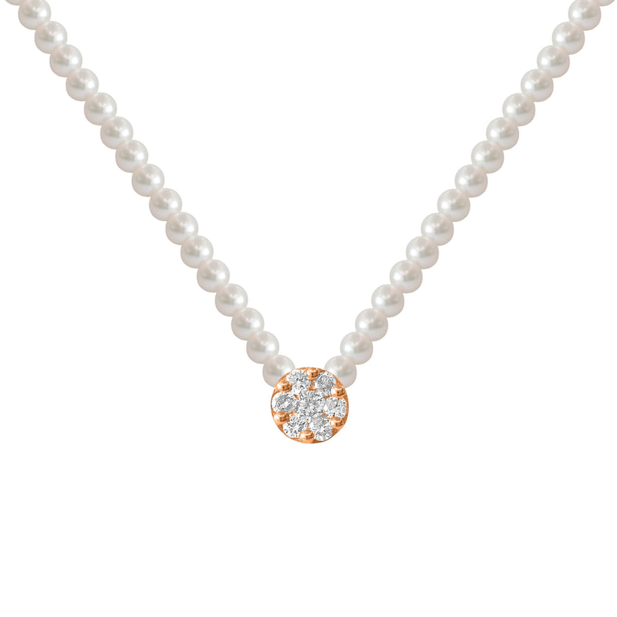 Necklace Full Pearls Flower Diamonds Cluster And 18K Gold