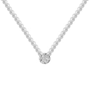 Necklace Full Pearls Flower Diamonds Cluster And 18K Gold