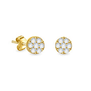 Earrings Flower Cluster 18K Gold And Diamonds