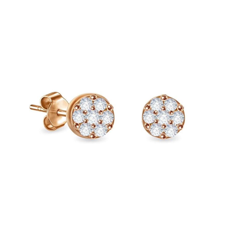 Earrings Flower Cluster 18K Gold And Diamonds