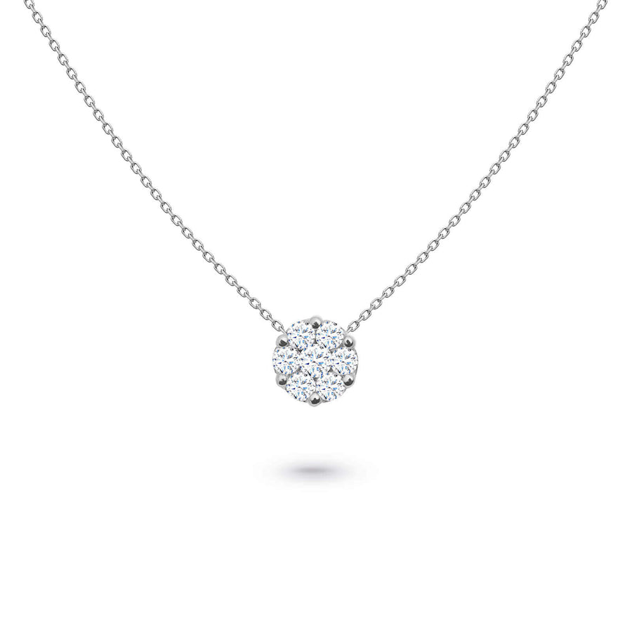 Necklace Flower Cluster Diamonds And 18K Gold