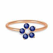 Ring Fairy Flower Precious Stones, 18K Gold And Diamond