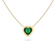 Necklace Heart Precious Stones 18K Gold – Emerald | Blue Sapphire | Ruby