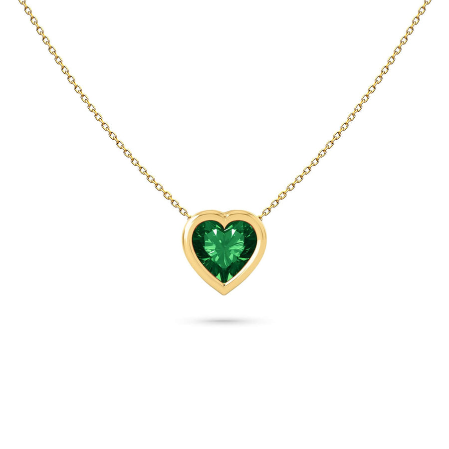 Necklace Heart Precious Stones 18K Gold – Emerald | Blue Sapphire | Ruby