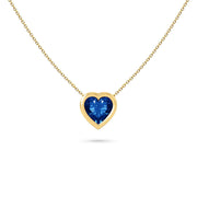 Necklace Heart Precious Stones 18K Gold – Emerald | Blue Sapphire | Ruby