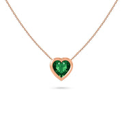 Necklace Heart Precious Stones 18K Gold – Emerald | Blue Sapphire | Ruby