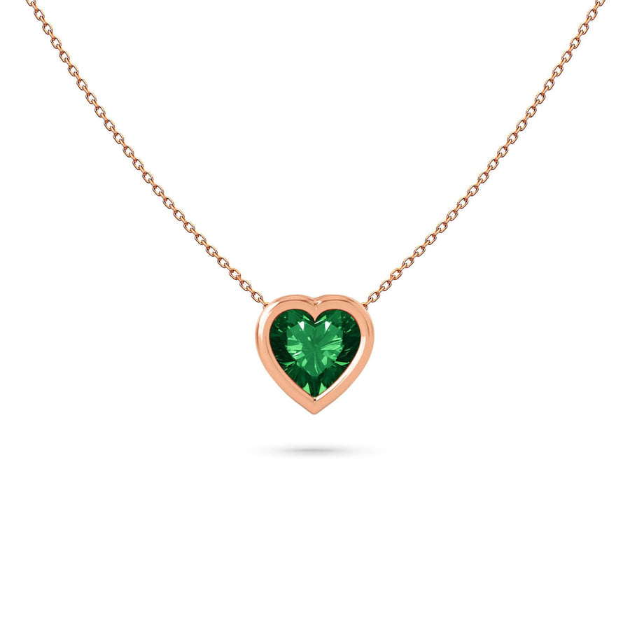 Necklace Heart Precious Stones 18K Gold – Emerald | Blue Sapphire | Ruby