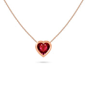 Necklace Heart Precious Stones 18K Gold – Emerald | Blue Sapphire | Ruby