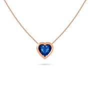 Necklace Heart Precious Stones 18K Gold – Emerald | Blue Sapphire | Ruby