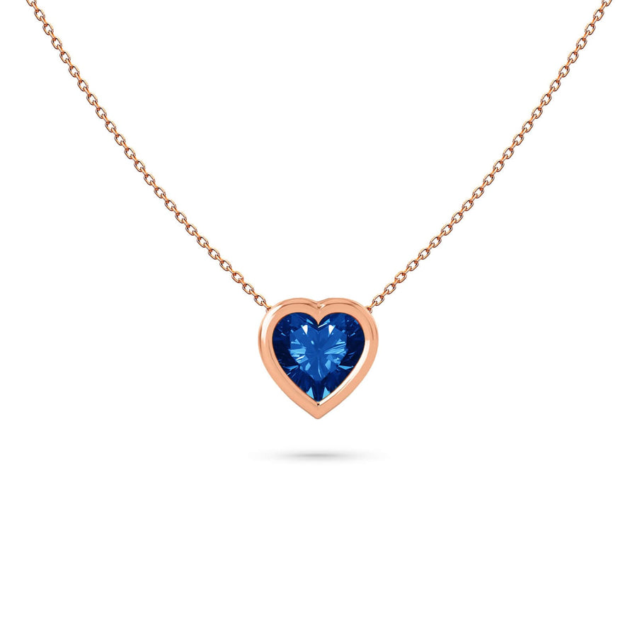 Necklace Heart Precious Stones 18K Gold – Emerald | Blue Sapphire | Ruby