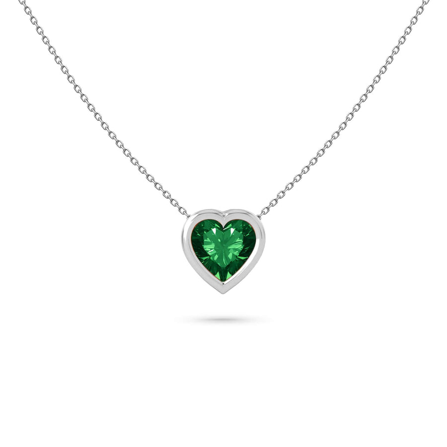 Necklace Heart Precious Stones 18K Gold – Emerald | Blue Sapphire | Ruby