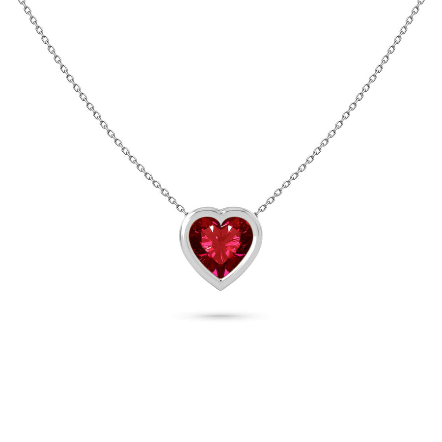 Necklace Heart Precious Stones 18K Gold – Emerald | Blue Sapphire | Ruby