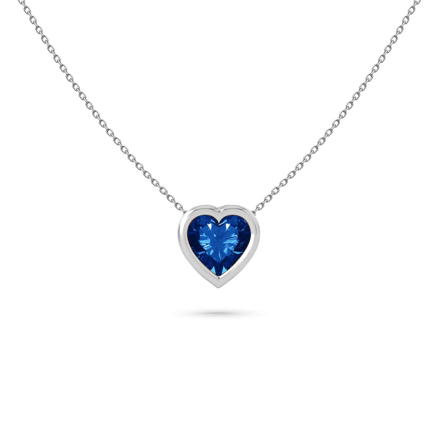 Necklace Heart Precious Stones 18K Gold – Emerald | Blue Sapphire | Ruby