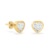 Earrings Stud Diamond Heart, 18K Gold