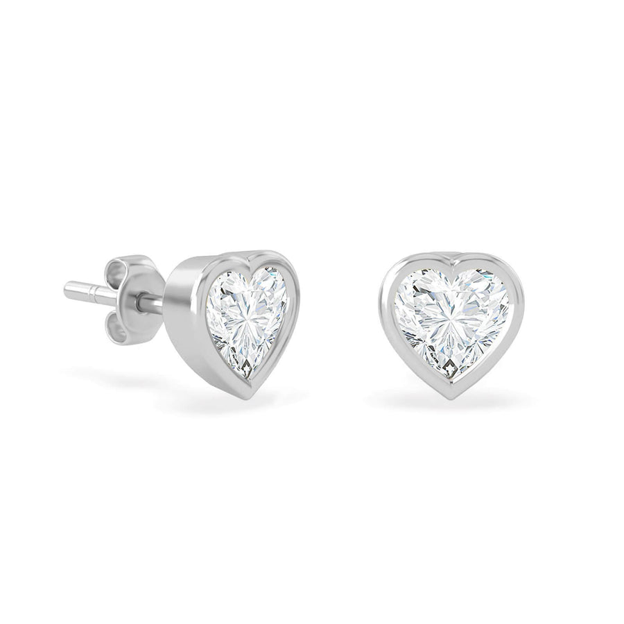 Earrings Stud Diamond Heart, 18K Gold
