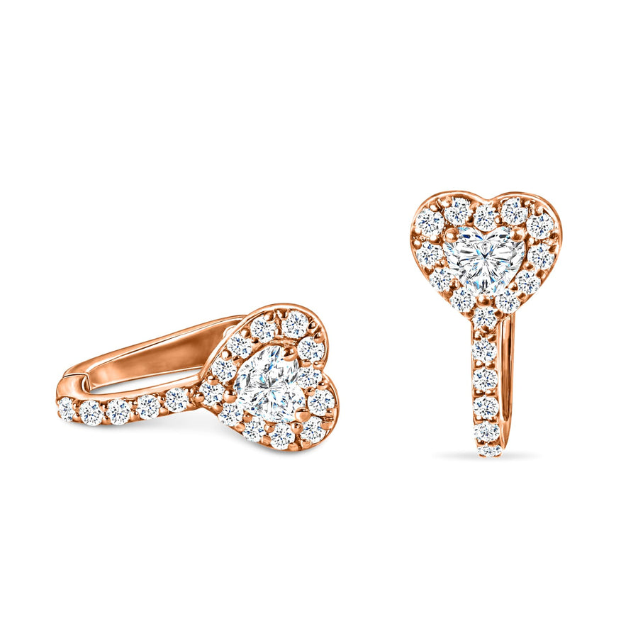 Earrings Cuff Heart 18K Gold And Diamonds (Single Piece)