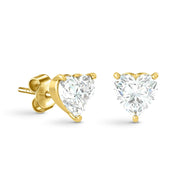 Earrings Stud Full Diamonds Heart 18k Gold