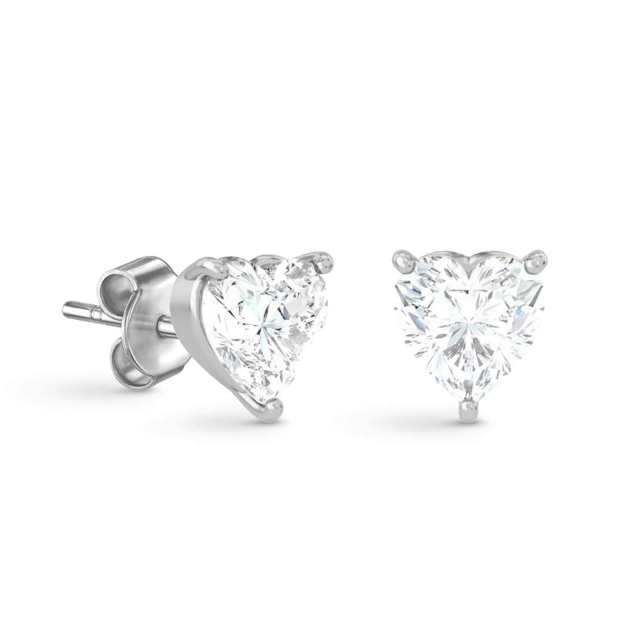 Earrings Stud Full Diamonds Heart 18k Gold