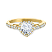 Ring Wedding Solitaire Diamond Heart-Cut 1 Carat On 18K Gold