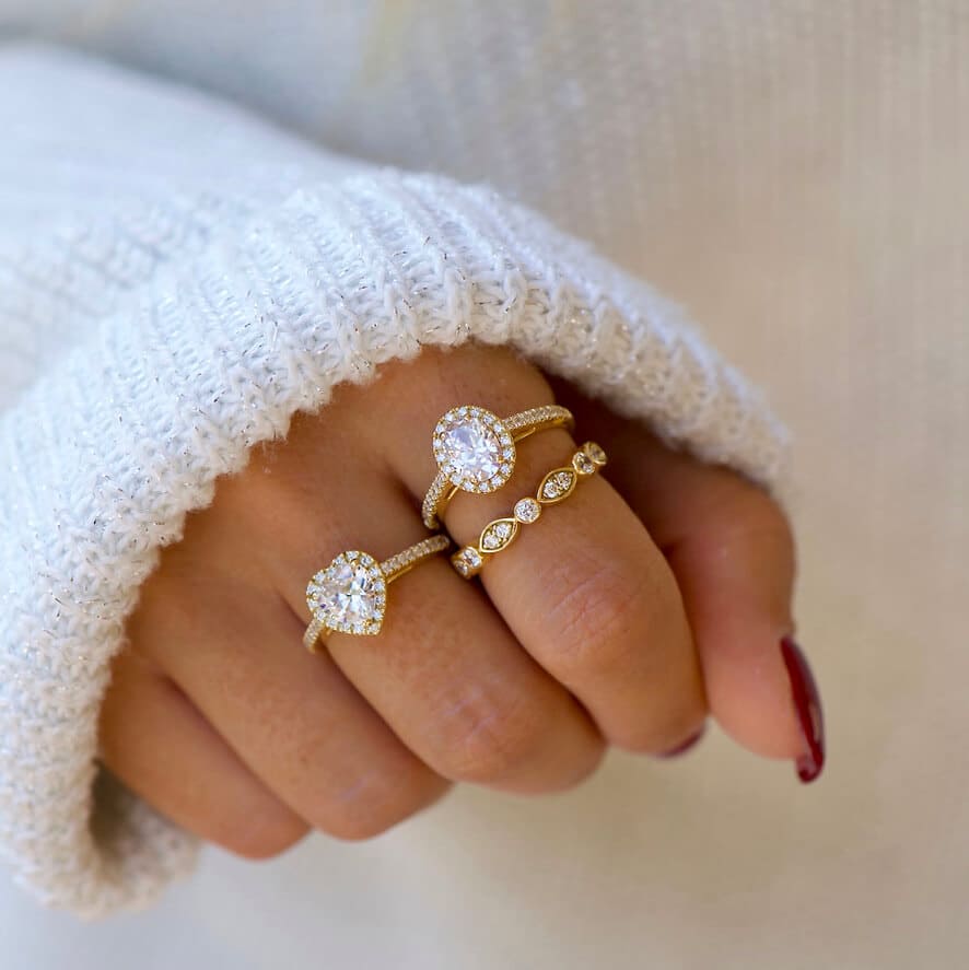 Ring Wedding Solitaire Diamond Heart-Cut 1 Carat On 18K Gold