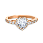 Ring Wedding Solitaire Diamond Heart-Cut 1 Carat On 18K Gold