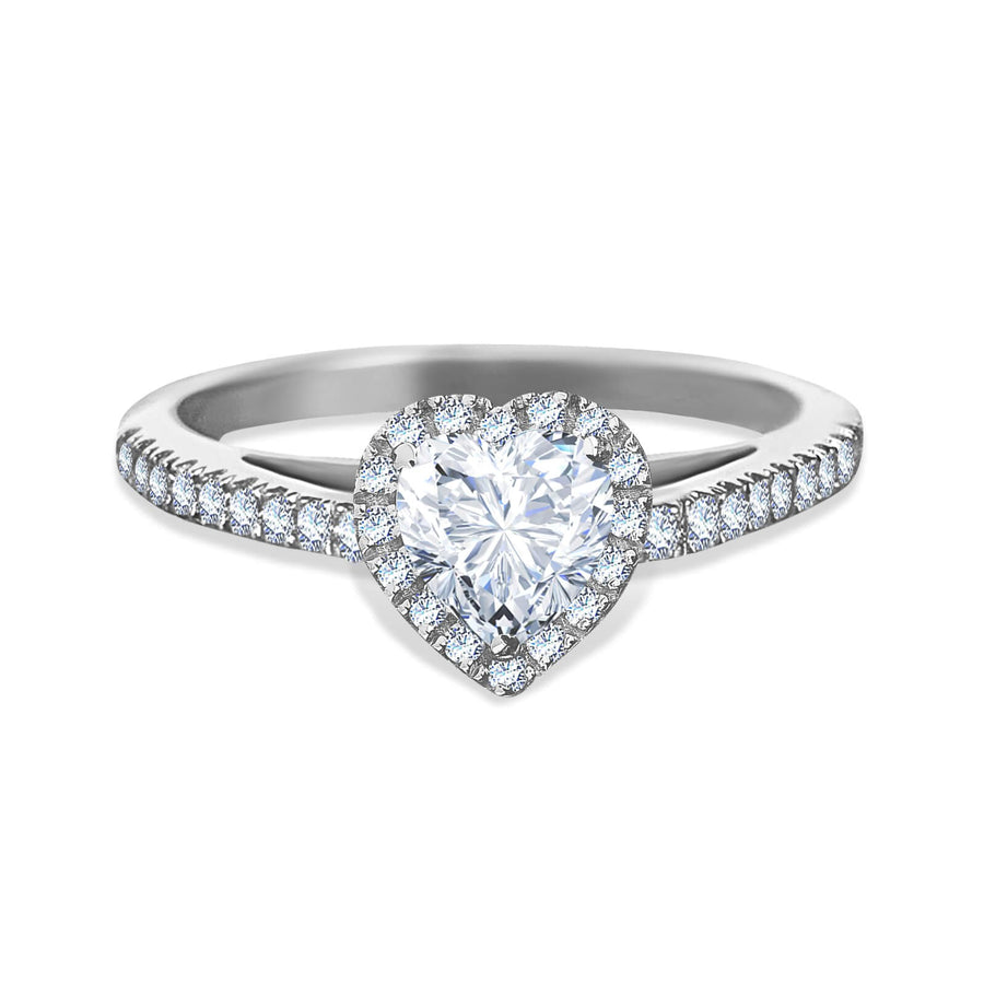 Ring Wedding Solitaire Diamond Heart-Cut 1 Carat On 18K Gold