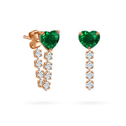 Earrings Heart Loop, 18K Gold, Diamonds And Precious Stone – Ruby | Emerald | Sapphire