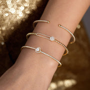 Bangle Verona Heart Cut, 18K Gold And Diamonds