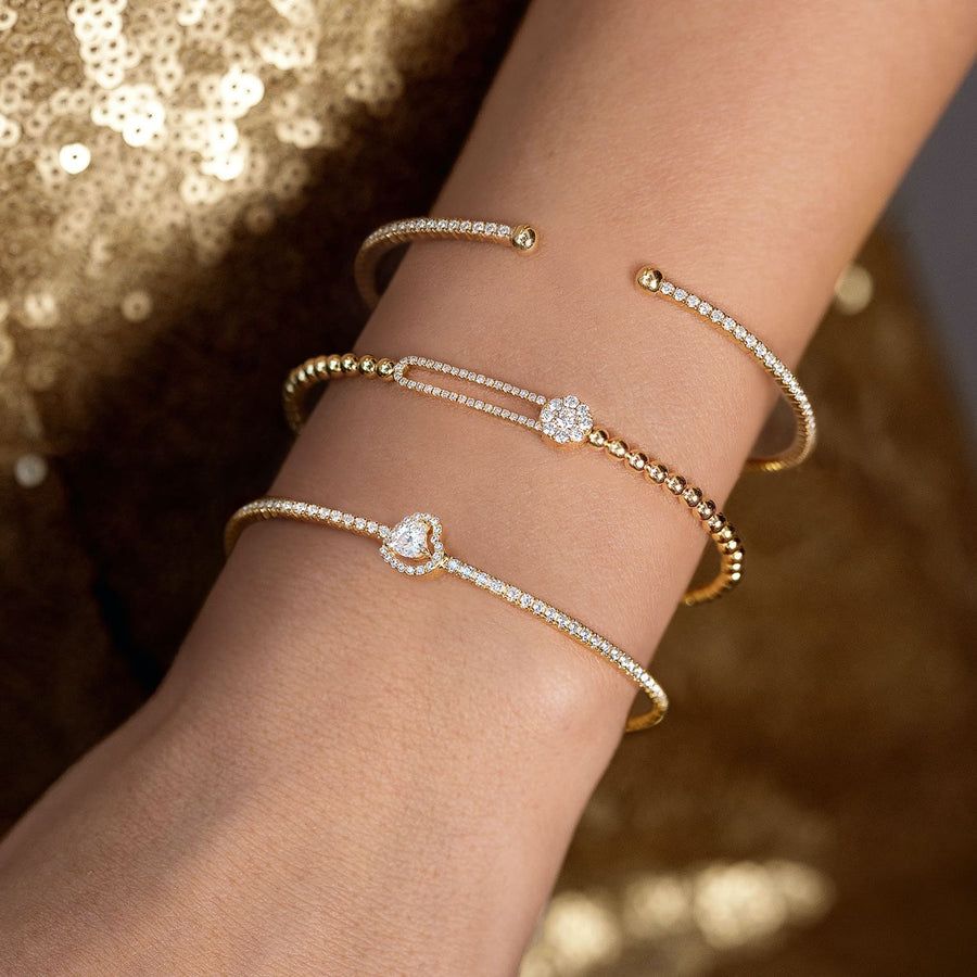 Bangle Verona Heart Cut, 18K Gold And Diamonds