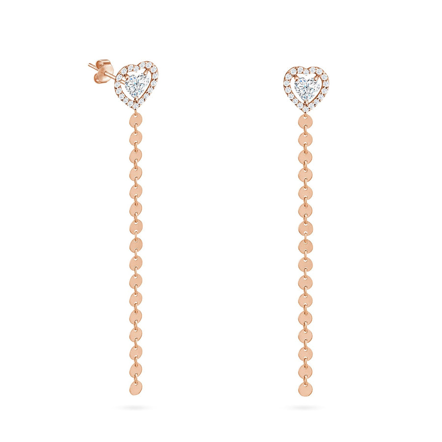 Earrings Lune Heart, 18K Gold & Diamonds