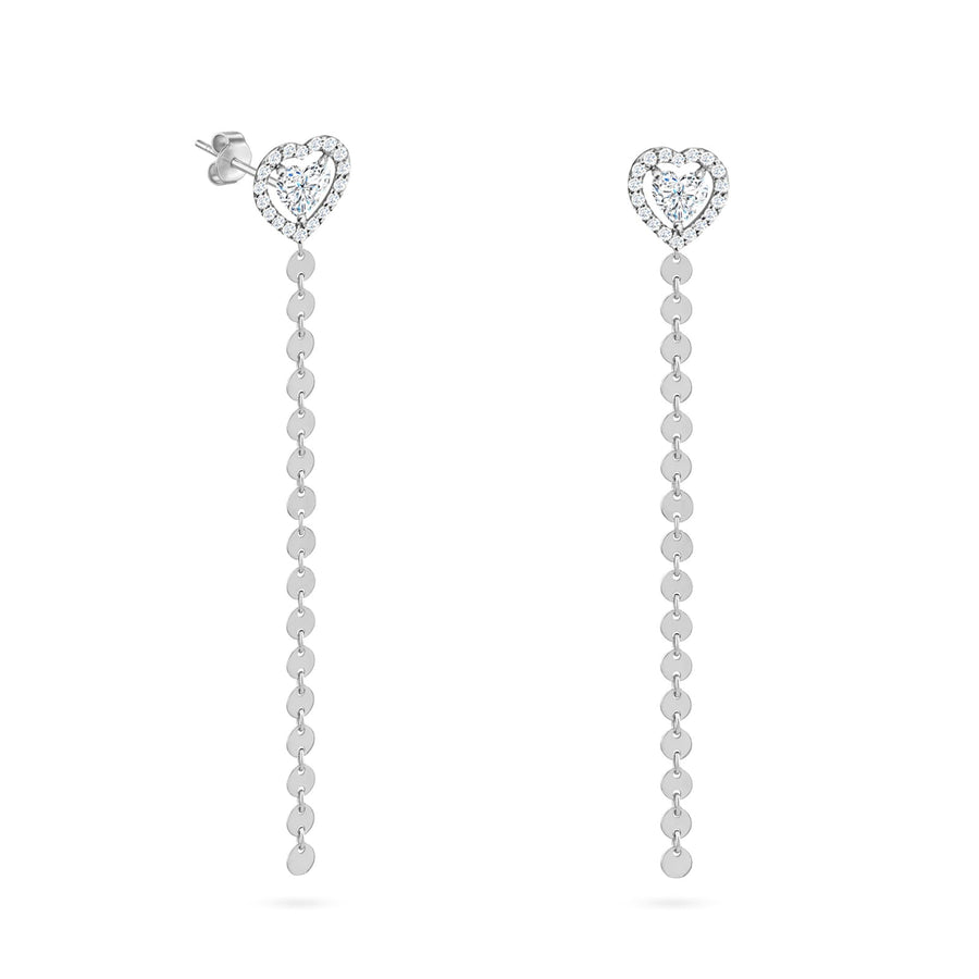 Earrings Lune Heart, 18K Gold & Diamonds