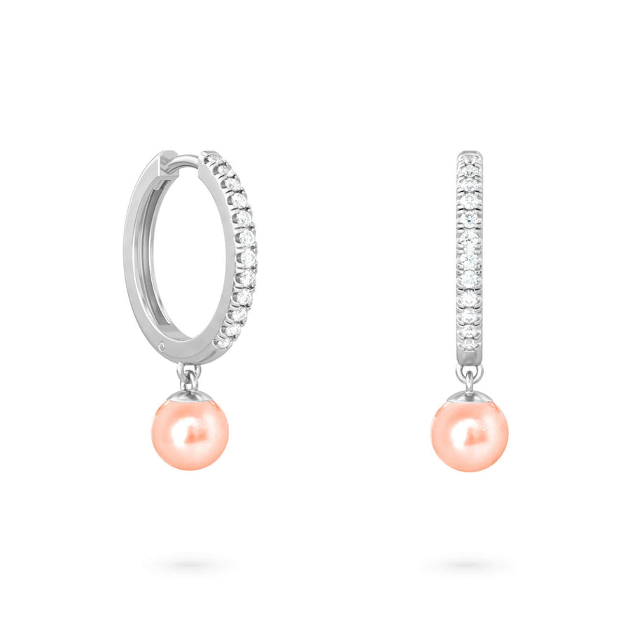 Earrings Pendant Pearl 18K Gold And Diamonds