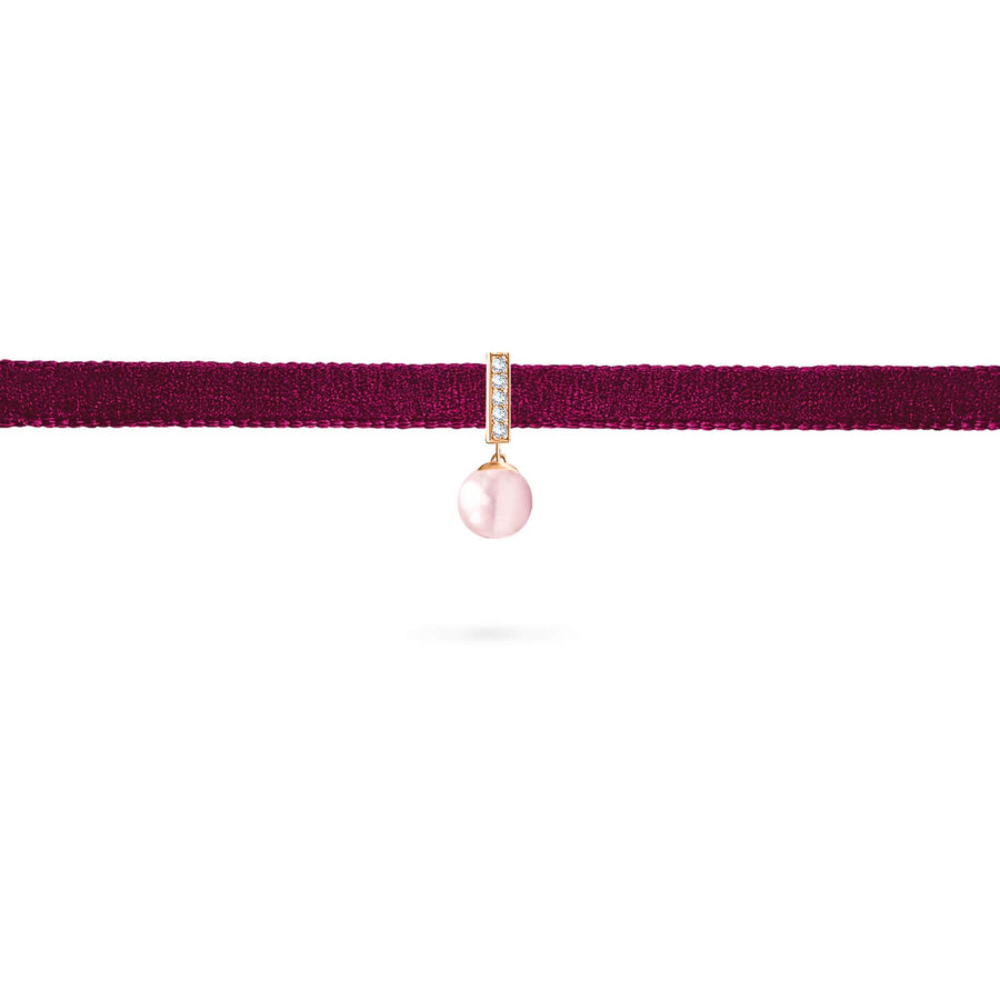 Choker Velvet Pearl 18K Gold And Diamonds