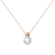 Baby Necklace Little Daisy Pearl, 18K Gold And Diamonds