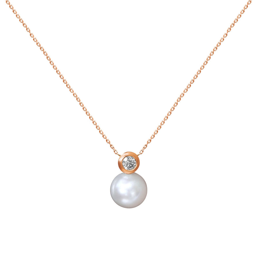 Baby Necklace Little Daisy Pearl, 18K Gold And Diamonds