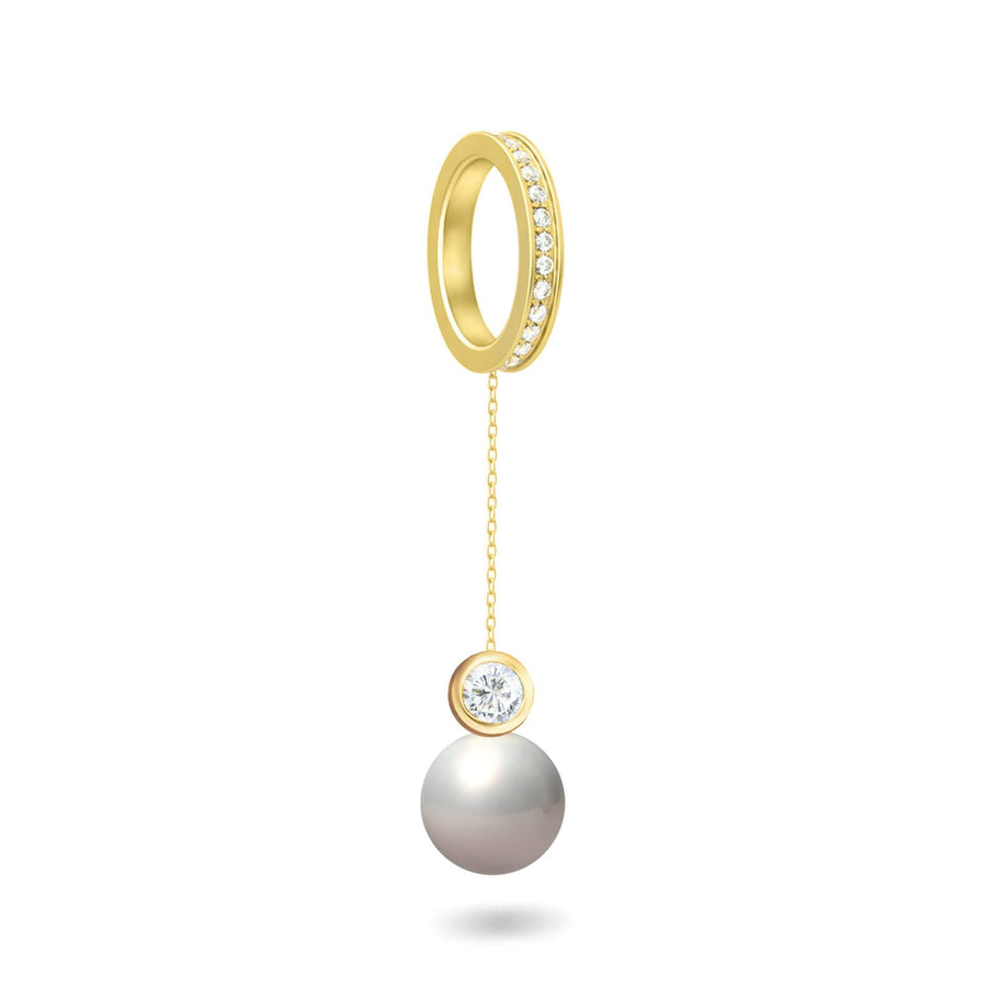 Pendant Daisy, 18K Gold, Pearl And Diamonds
