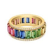 Ring Rainbow Baguette, 18K Gold And Precious Stones